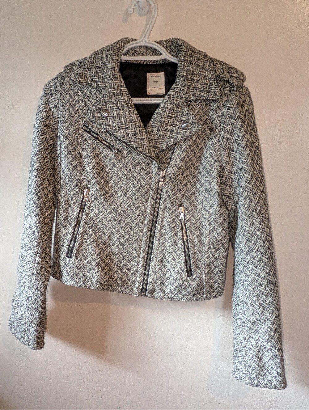 GAP Herringbone Grey Moto Jacket